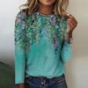 Floral Garden Aqua Long Sleeve Top